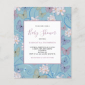 Budget Butterfly Girl Baby shower Uitnodiging Flyer (Voorkant)