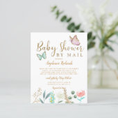 Budget Butterfly Gold Baby shower per post Uitnodi (Staand voorkant)