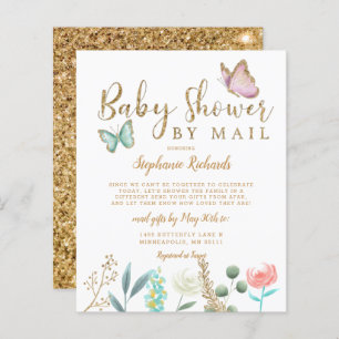 Budget Butterfly Gold Baby shower per post Uitnodi