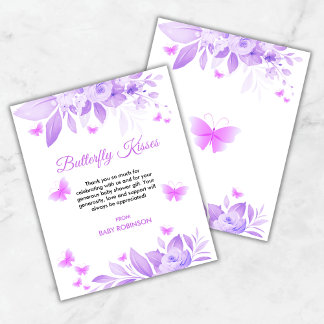 Budget Butterfly Kisses Baby shower Dank je Kaart