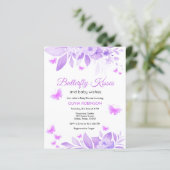 Budget Butterfly Kisses Baby shower Invitation (Staand voorkant)