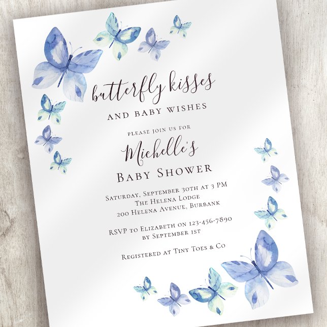 Budget Butterfly Kisses Baby shower Invitation (Creator heeft geüpload)