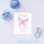 Budget Butterfly Pink Baby shower Invitation Flyer (Enkel)
