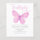 Budget Butterfly Pink Baby shower Invitation Flyer (Voorkant)