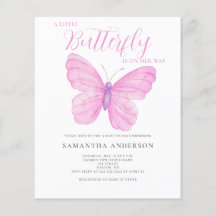 Budget Butterfly Pink Baby shower Invitation