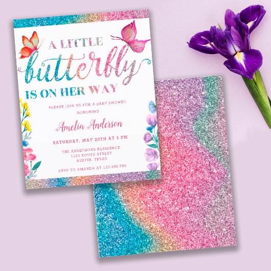 Budget Butterfly Theme Spring Baby shower Uitnodig