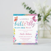Budget Butterfly Theme Spring Baby shower Uitnodig (Staand voorkant)