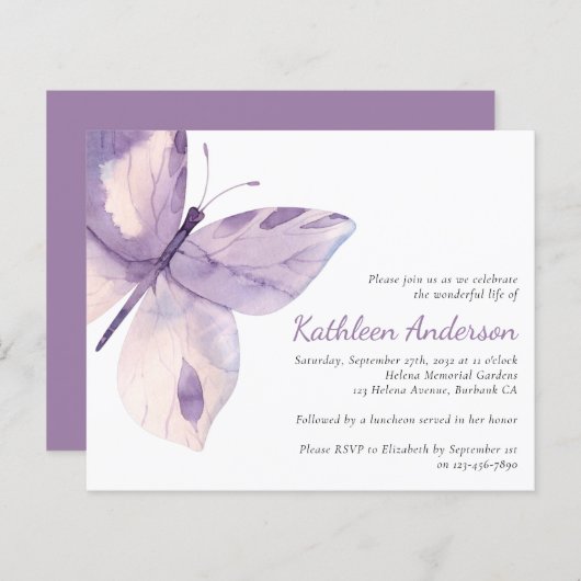 Budget Butterfly Viering Life Invitation (Voorkant / Achterkant)