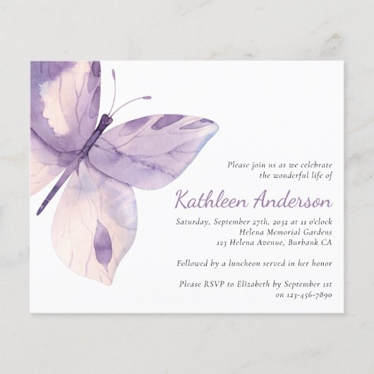 Budget Butterfly Viering Life Invitation (Voorkant)