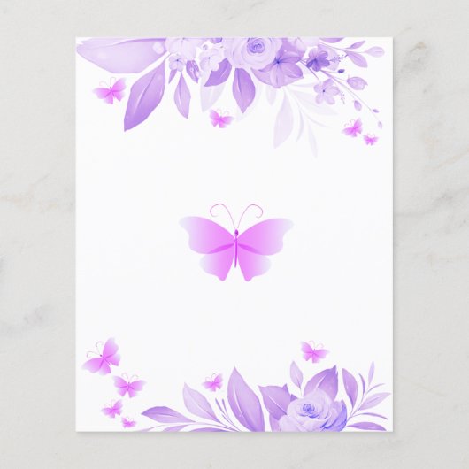 Budget Butterfly Vrijgezellenfeest Dank u kaart (Achterkant)