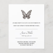 Budget Butterfly Wings Foto Memorial Invitation (Achterkant)