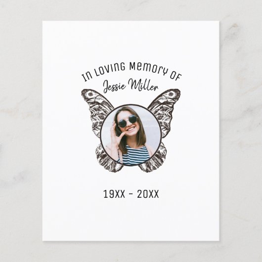 Budget Butterfly Wings Foto Memorial Invitation (Voorkant)