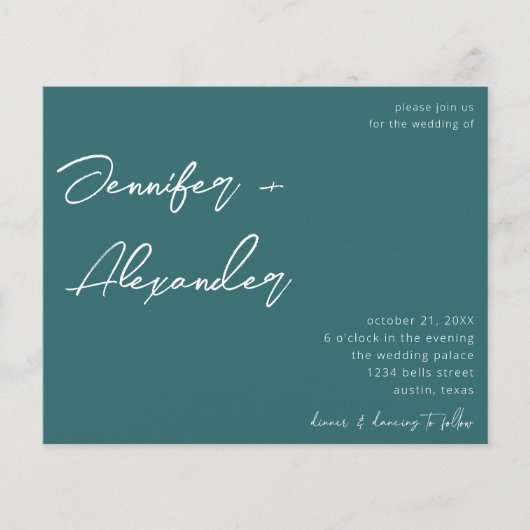 Budget Cactus Green Calligraphy Photo Wedding Flyer (Voorkant)