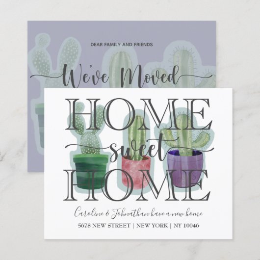 Budget Cactus Watercolor Nieuwe Huis Aankondiging (Voorkant / Achterkant)