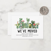 Budget Cactus We hebben de 'Home Moving Announceme Notitiekaartje (Voorkant / Achterkant in situ)