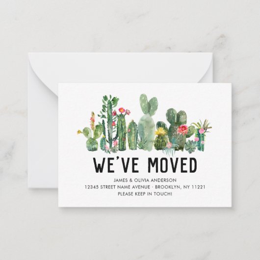 Budget Cactus We hebben de 'Home Moving Announceme Notitiekaartje (Voorkant)