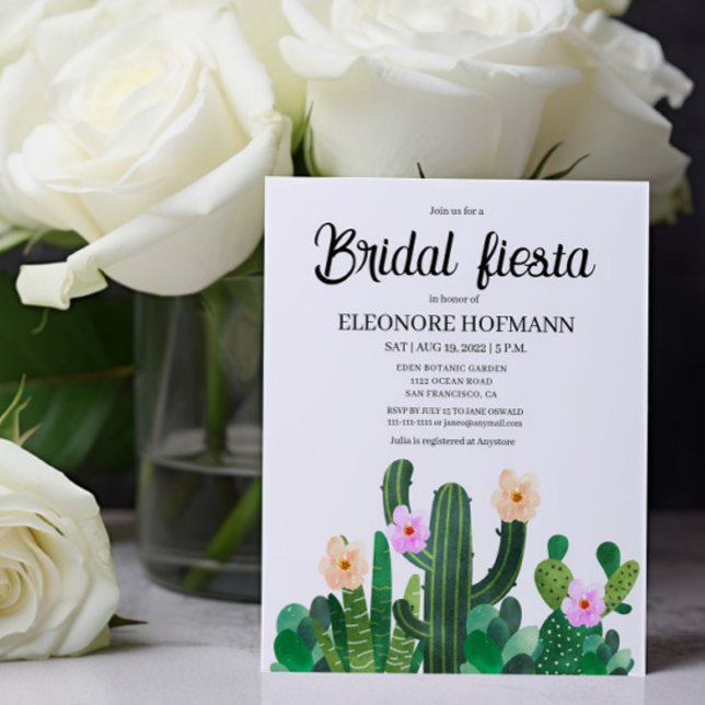 Budget Cactussen bloemen Bruids Fiesta uitnodiging (Creator heeft geüpload)