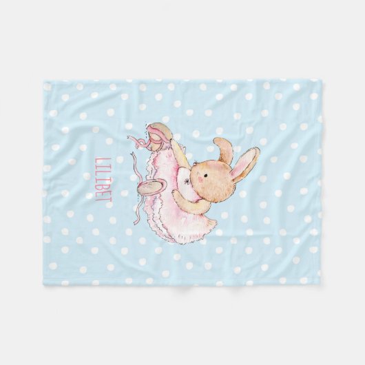 BUDGET Cadeau voor babymeisjes met naam - Ballerin Fleece Deken (Voorkant (Horizontaal))