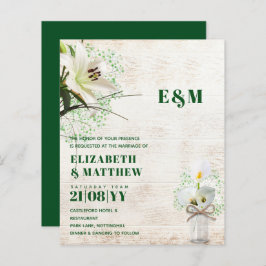 BUDGET Calla Lilies Chic Shabby Wedding Invite