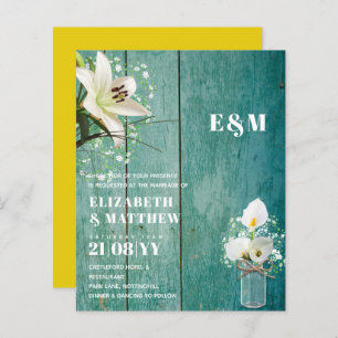 BUDGET Calla Lilies Chic Shabby Wedding Invite