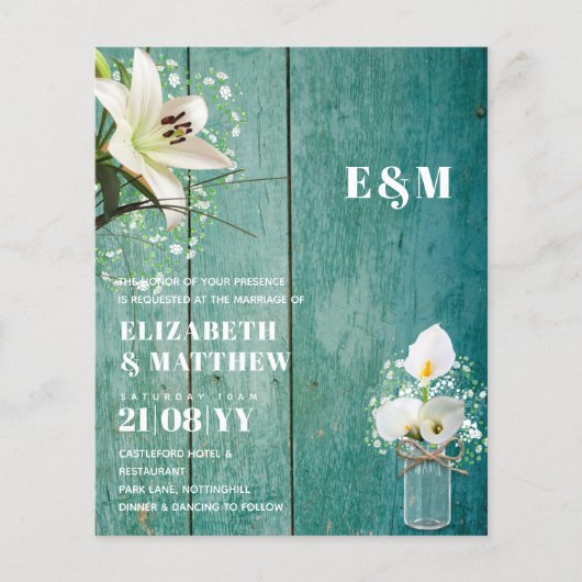 BUDGET Calla Lilies Chic Shabby Wedding Invite (Voorkant)