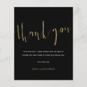 Budget Calligrafie Foto Gold Black Wedding Bedankt (Voorkant)