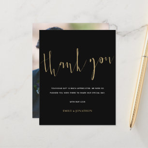 Budget Calligrafie Foto Gold Black Wedding Bedankt