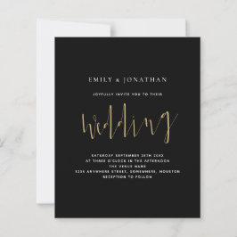 Budget Calligrafie Gold Black Wedding Uitnodiging