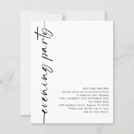 BUDGET Calligrafie QR Code Weddenschappen Evening  (Voorkant)