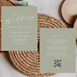 Budget Calligrafie Salie Groene QR Code Trouwen