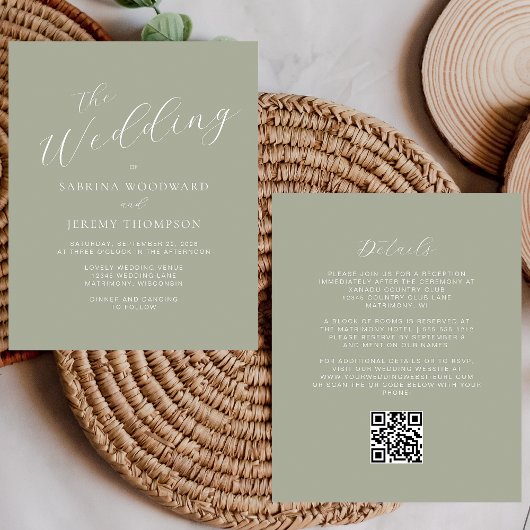 Budget Calligrafie Salie Groene QR Code Trouwen