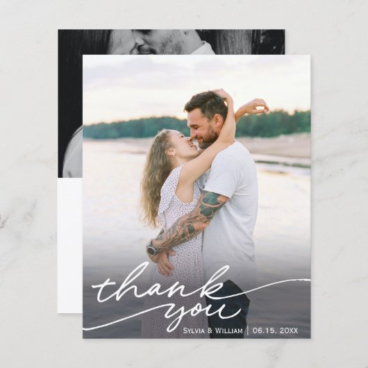 Budget Calligrafie Scriptbruiloft Foto Dank u (Voorkant / Achterkant)