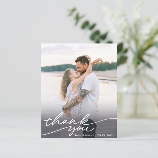 Budget Calligrafie Scriptbruiloft Foto Dank u (Staand voorkant)