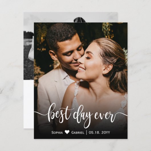 Budget Calligrafie Scriptbruiloft Foto Dank u (Voorkant / Achterkant)