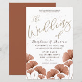Budget Calligrafie Terracotta Loof Bruiloft (Voorkant / Achterkant)