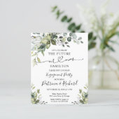 Budget Calligrafie Verloving Feest Aankondiging (Staand voorkant)