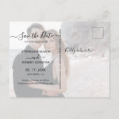 Budget Calligraphy 3 Foto Collage Save The Date Aankondigingskaart (Achterkant)