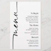 Budget Calligraphy Minimalist Wedding Menu (Voorkant)
