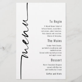 Budget Calligraphy Minimalist Wedding Menu