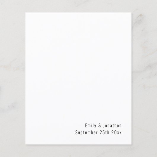 Budget Calligraphy Minimalist Wedding Menu (Achterkant)