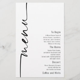 Budget Calligraphy Moderne Wedding Menu