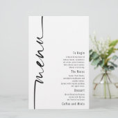 Budget Calligraphy Moderne Wedding Menu (Staand voorkant)