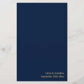 Budget Calligraphy Navy Blue Gold Wedding Menu (Achterkant)
