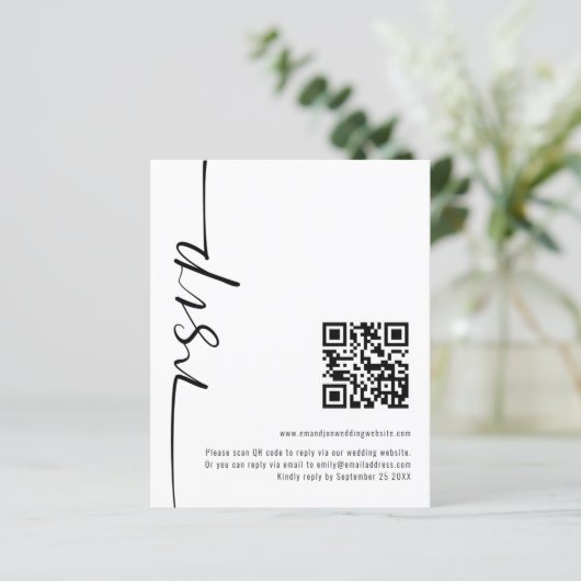 Budget Calligraphy QR Code Wedding RSVP (Staand voorkant)