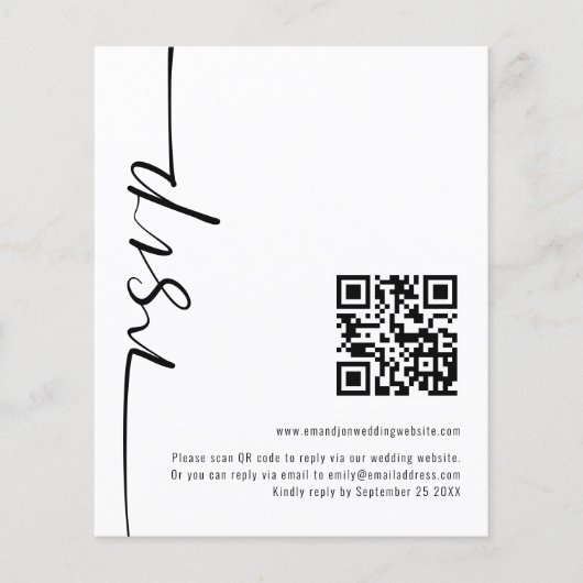 Budget Calligraphy QR Code Wedding RSVP (Voorkant)