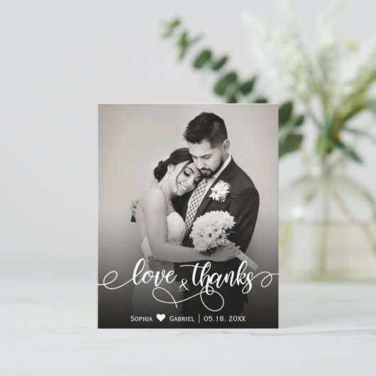 Budget Calligraphy Script Wedding Love and Bedankt (Staand voorkant)