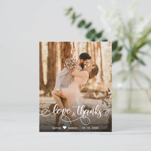 Budget Calligraphy Script Wedding Love and Bedankt (Staand voorkant)