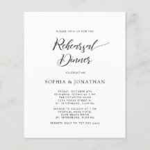 Budget Calligraphy Wedding Rehearsal Dinner Invite