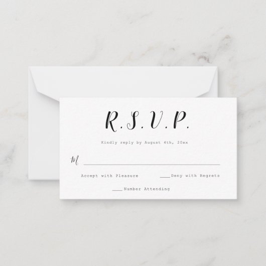 Budget Calligraphy Wedding RSVP Kaarten Notitiekaartje (Voorkant)