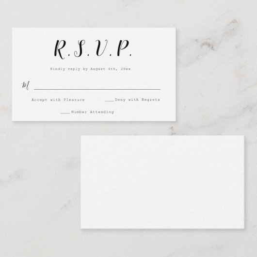 Budget Calligraphy Wedding RSVP Kaarten Notitiekaartje (Voorkant / Achterkant)